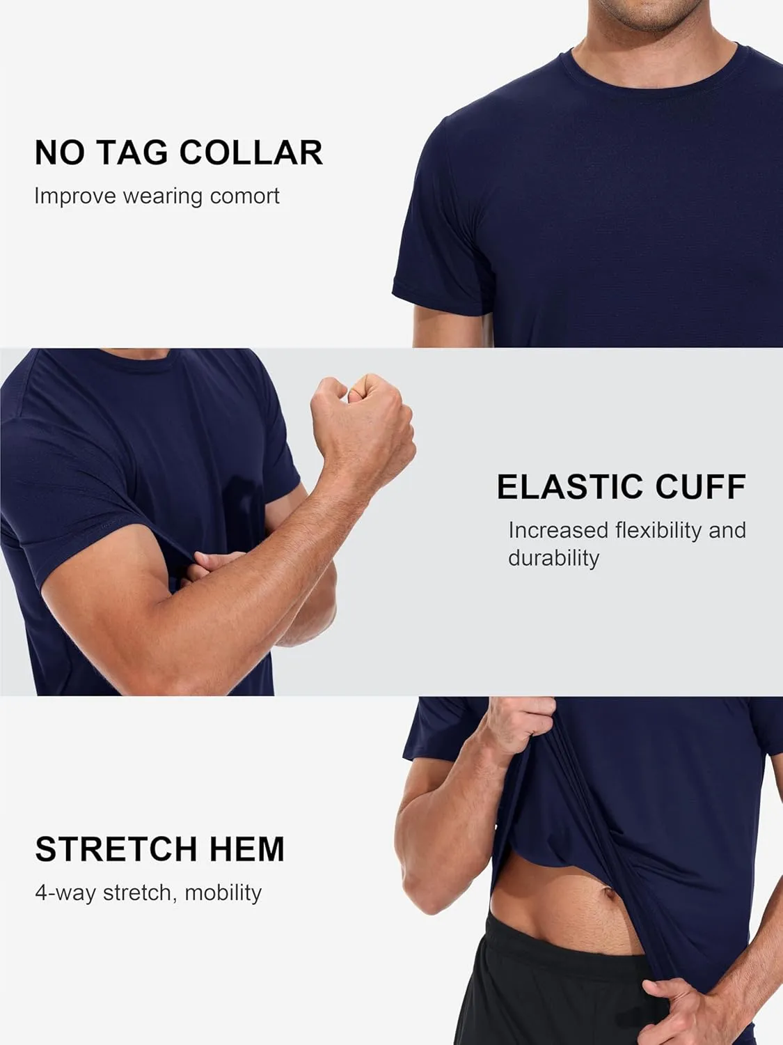 3 Pack Men's Dry Fit Shirts, Moisture Wicking, UPF 50  Sun protecrion Shirts for Men Casual Athletic T-Shirts