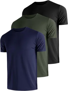 3 Pack Men's Dry Fit Shirts, Moisture Wicking, UPF 50  Sun protecrion Shirts for Men Casual Athletic T-Shirts