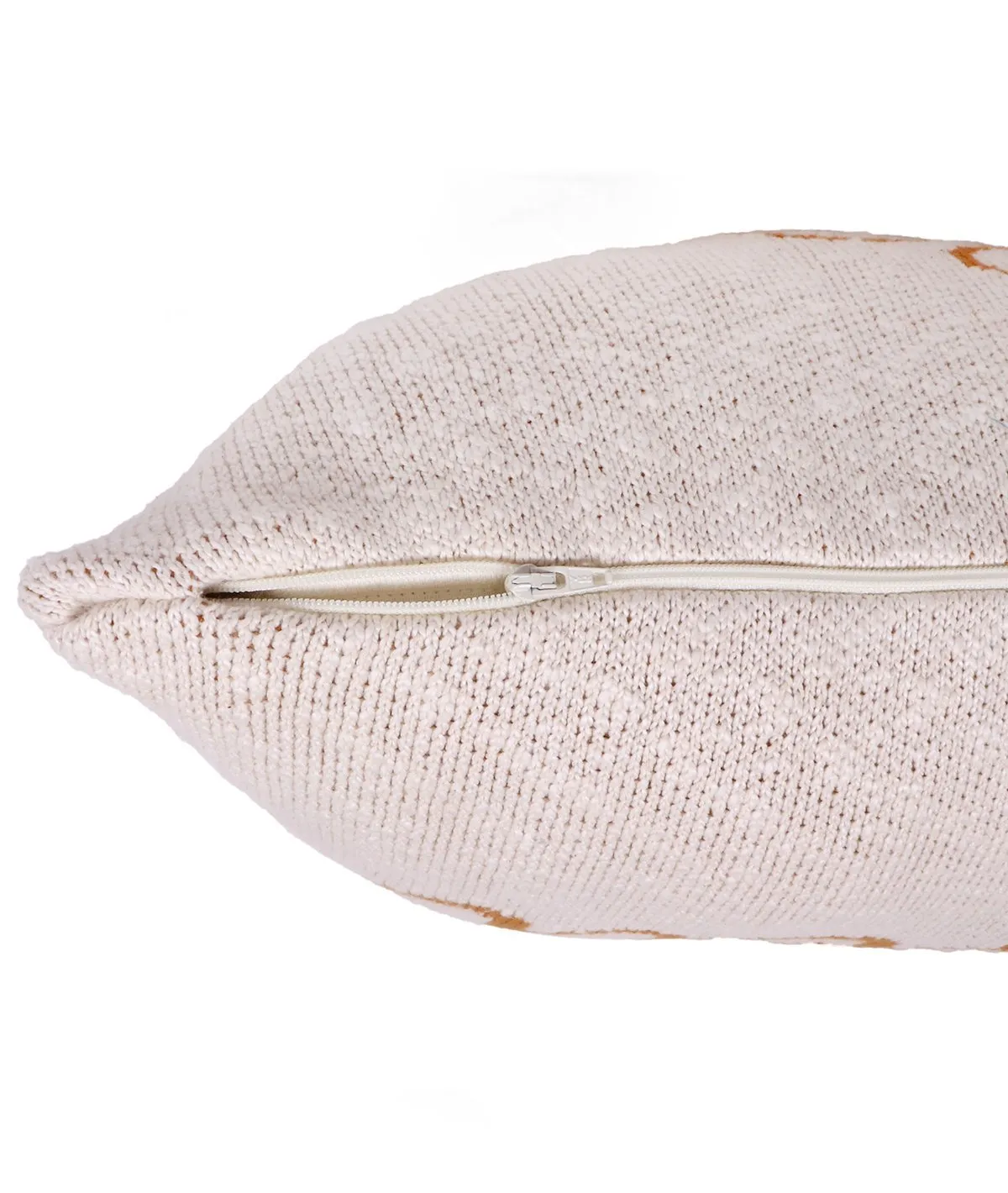 Blessed Cotton Knitted Decorative Natural & Mustard Color 12 x 20 Inches Pillow Cover