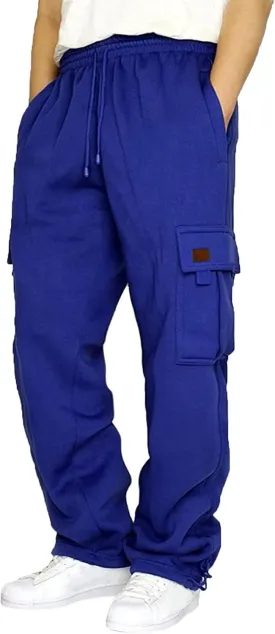Cargo Sweatpants for Men 2025 Trendy Stretch Elastic Waist Jogger Pants Warm Fleece Pants Cozy Baggy Sports Trousers