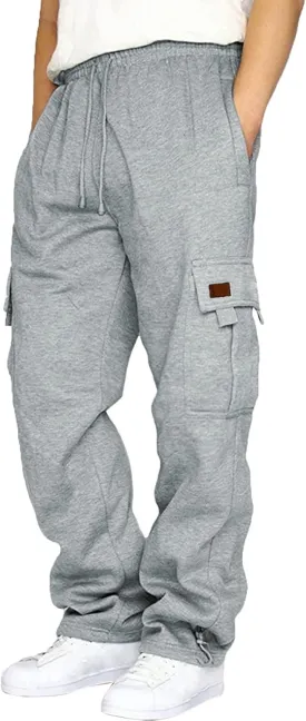 Cargo Sweatpants for Men 2025 Trendy Stretch Elastic Waist Jogger Pants Warm Fleece Pants Cozy Baggy Sports Trousers