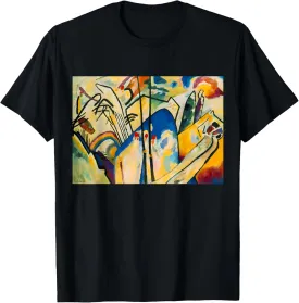 Composition IV by Wassily Kandinsky Unisex-Adults Black Abstract Art T-Shirt Small Crew Neck Short Sleeve