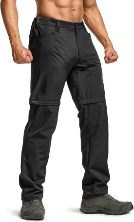 CQR Men's Convertible Cargo Tactical Pants, Water Resistant Outdoor Hiking Pants, Zip Off Lightweight Stretch Work Pants