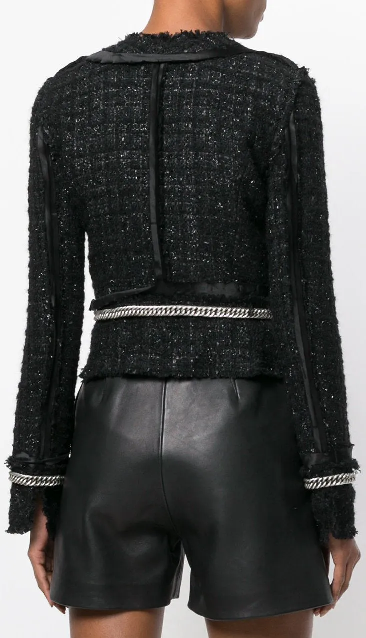 Deconstructed Tweed Jacket, Black