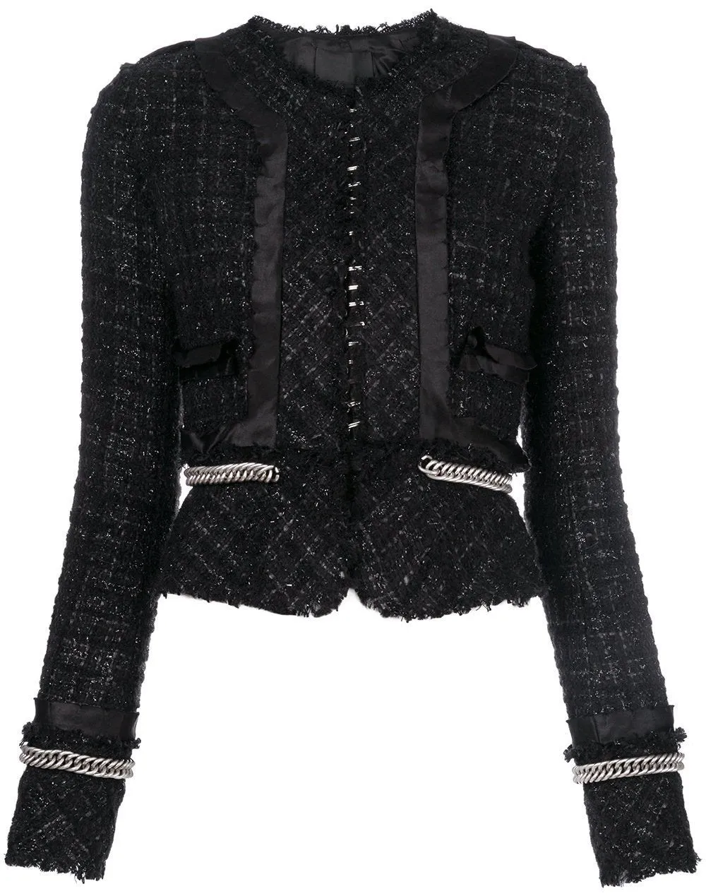 Deconstructed Tweed Jacket, Black