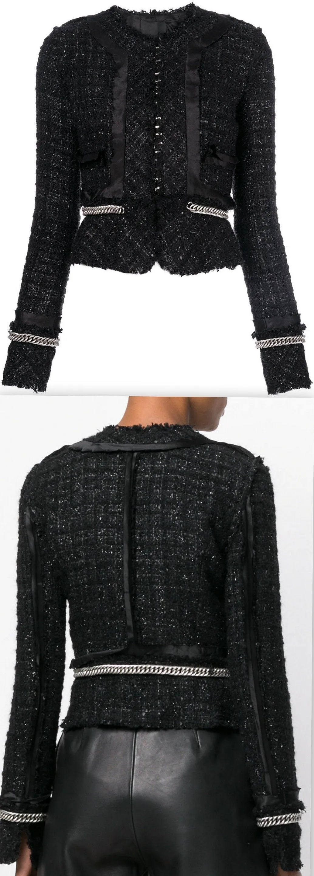 Deconstructed Tweed Jacket, Black
