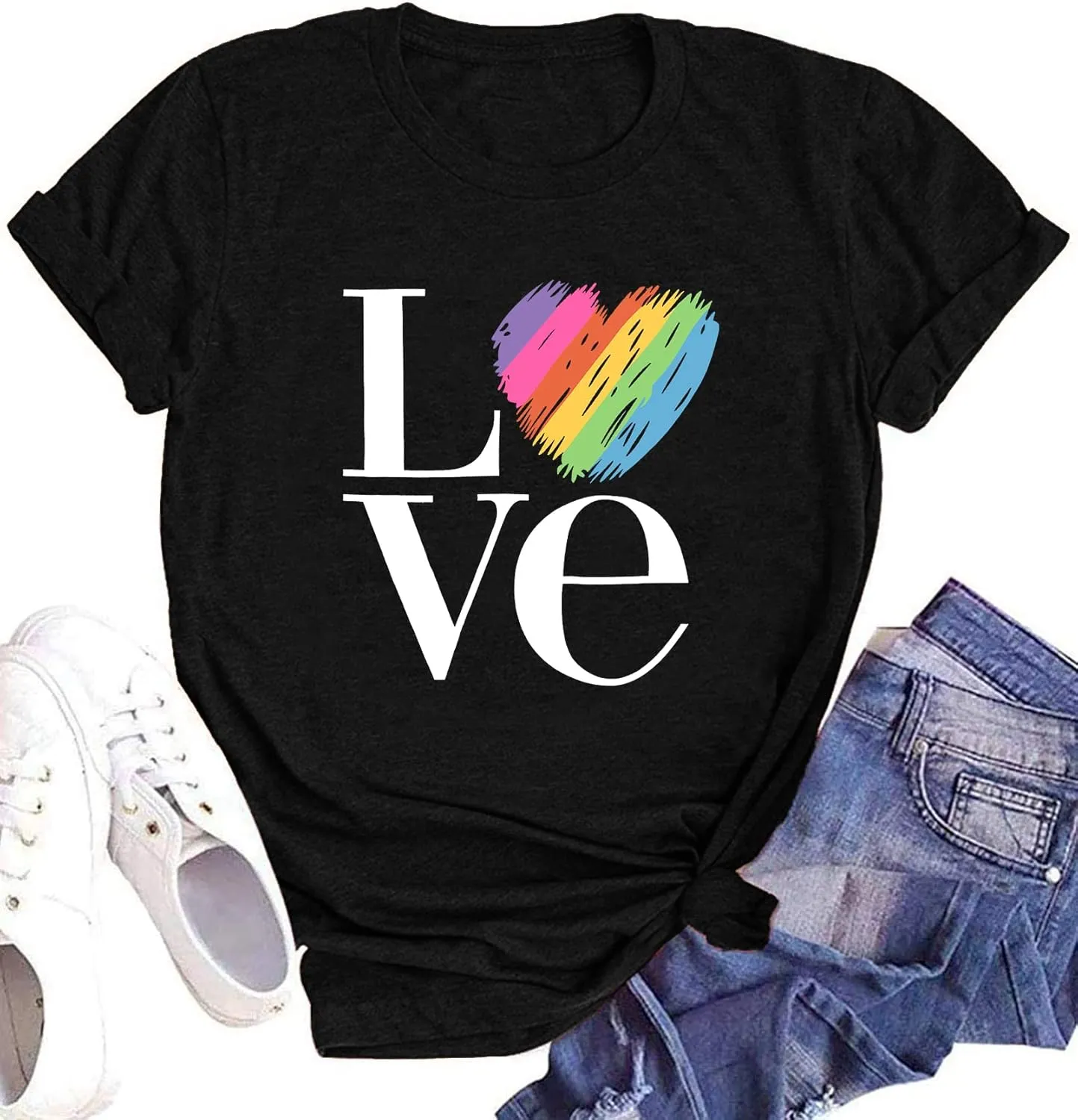 Enough Shirt Womens Inspirational Letter Rainbow Graphic Tshirt Gay Pride Casual Tee Tops