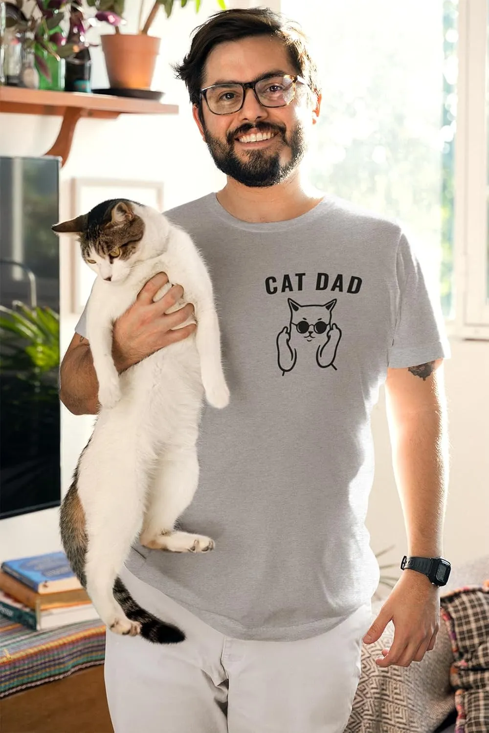 Funny Cat Dad Humor T-Shirt  Hilarious Cat Lover Joke Shirt for Men