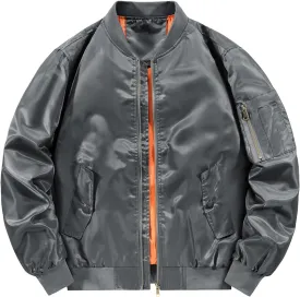 Men'S Vintage Softshell Bomber Jacket Fleece Lined Tactical Zip Up Jacket Lightweight Fall Winter Windbreaker