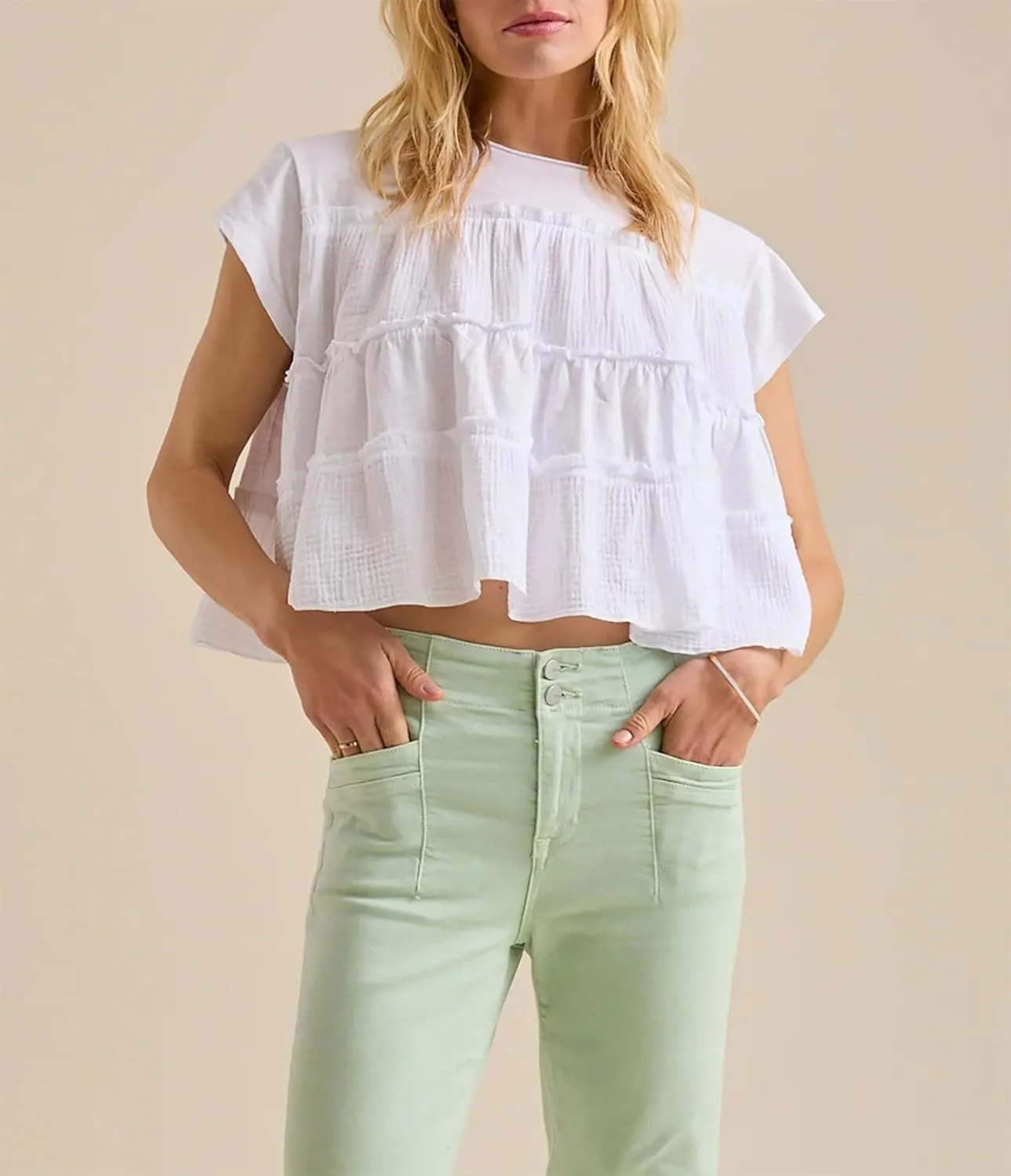 Peplum Tops for Women Crew-Neck Ruffled Bobydoll Tunic Tank Shirts Casual Loose Fit Summer Outfits 2025 Trendy