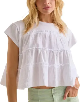 Peplum Tops for Women Crew-Neck Ruffled Bobydoll Tunic Tank Shirts Casual Loose Fit Summer Outfits 2025 Trendy