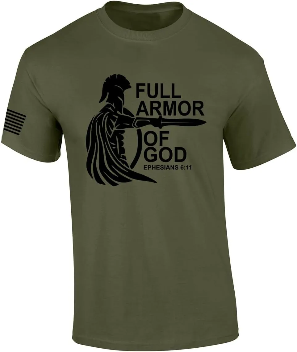 Put On The Full Armor of God Ephesians 6:11 Bible Scripture Mens Christian Tshirt Jesus Short Sleeve T-Shirt Graphic Tee
