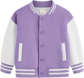 Toddler Baby Boy Girl Baseball Jacket Y2 Varsity Bomber Jackets Print Color Block Button Letterman