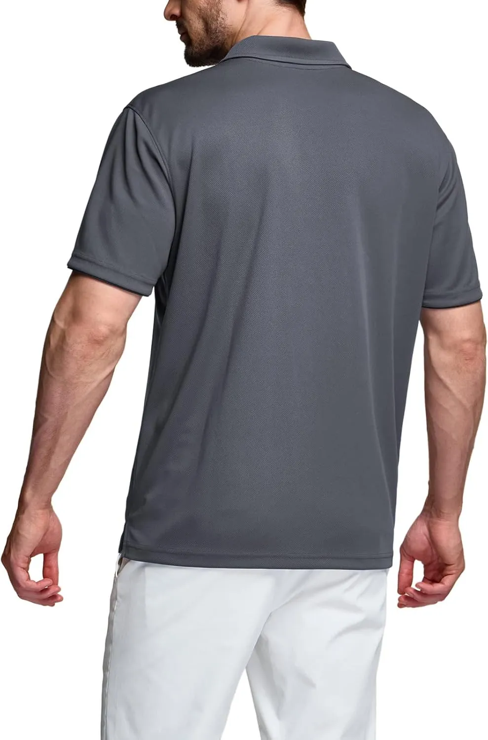TSLA Men's Short Sleeve Polo Shirts, Regular fit Quick Dry Golf Shirts, Sports Performance Dri Flex Tech Solid Top Shirts