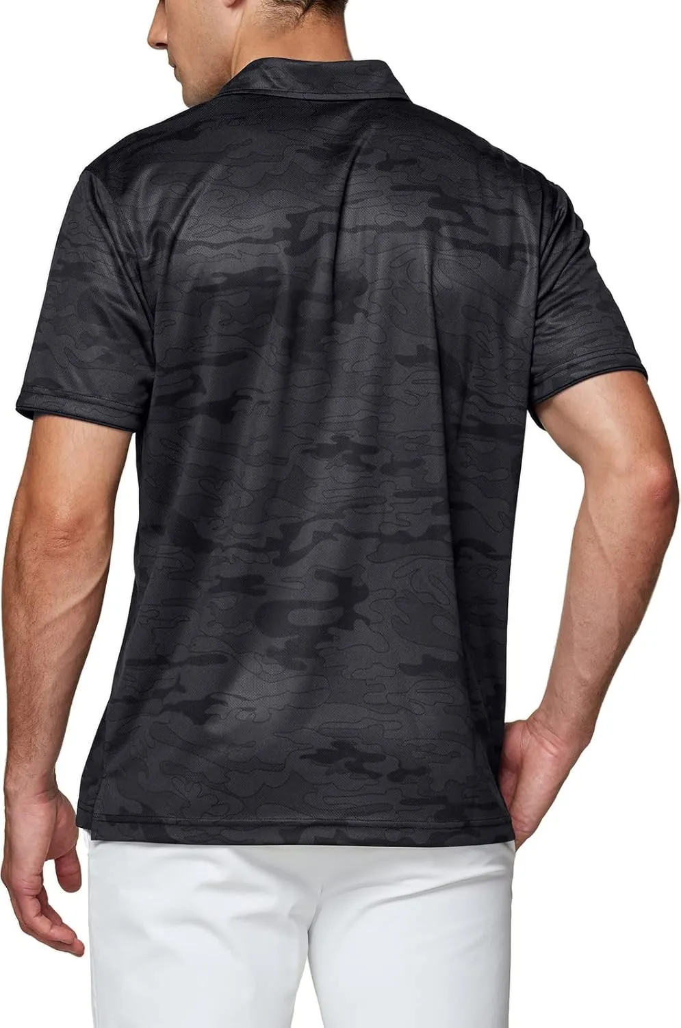 TSLA Men's Short Sleeve Polo Shirts, Regular fit Quick Dry Golf Shirts, Sports Performance Dri Flex Tech Solid Top Shirts