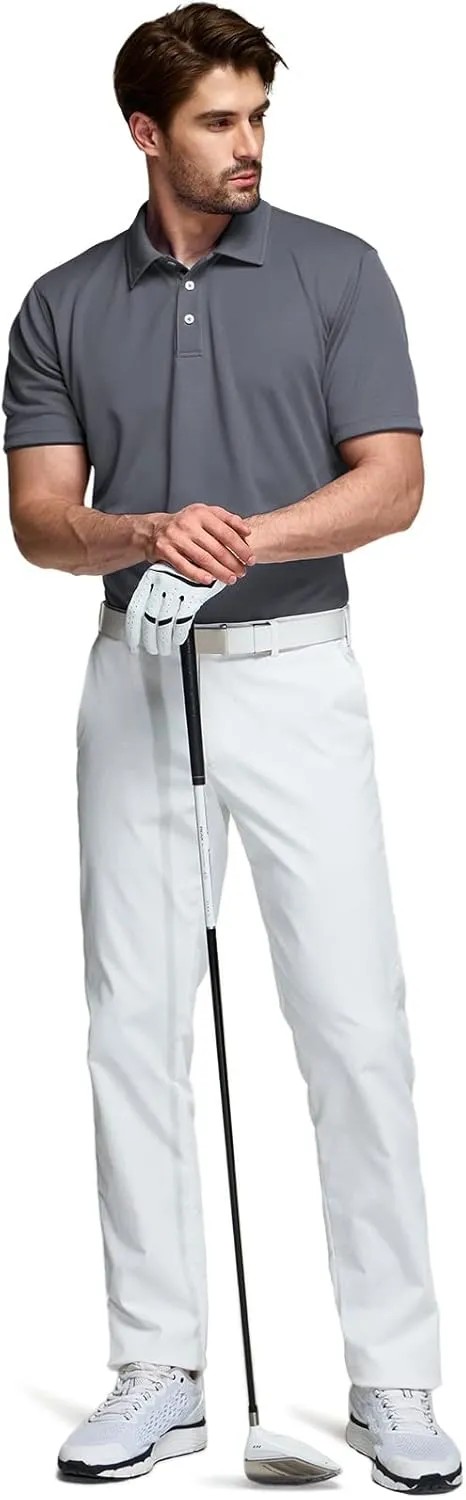 TSLA Men's Short Sleeve Polo Shirts, Regular fit Quick Dry Golf Shirts, Sports Performance Dri Flex Tech Solid Top Shirts