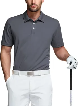 TSLA Men's Short Sleeve Polo Shirts, Regular fit Quick Dry Golf Shirts, Sports Performance Dri Flex Tech Solid Top Shirts