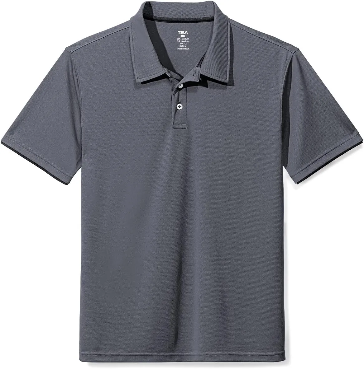 TSLA Men's Short Sleeve Polo Shirts, Regular fit Quick Dry Golf Shirts, Sports Performance Dri Flex Tech Solid Top Shirts
