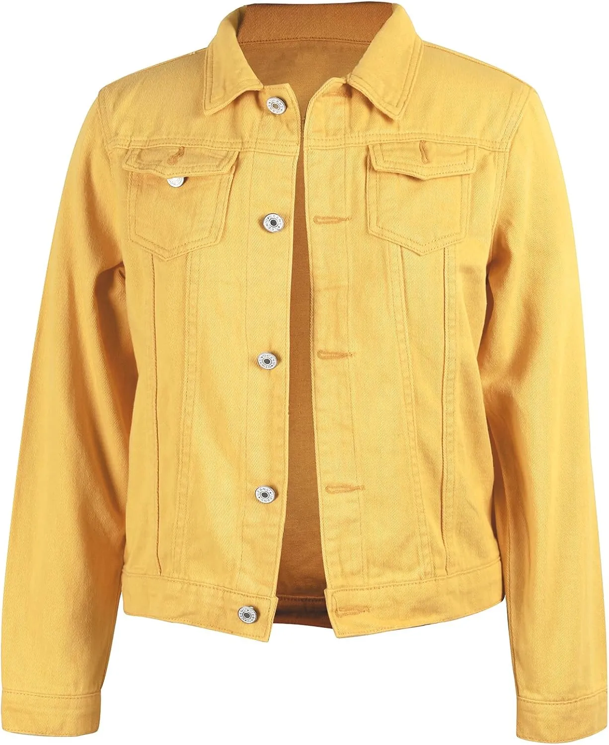 utcoco Women's Cropped Jean Jacket Long Sleeve Casual Button Down Denim Jacket