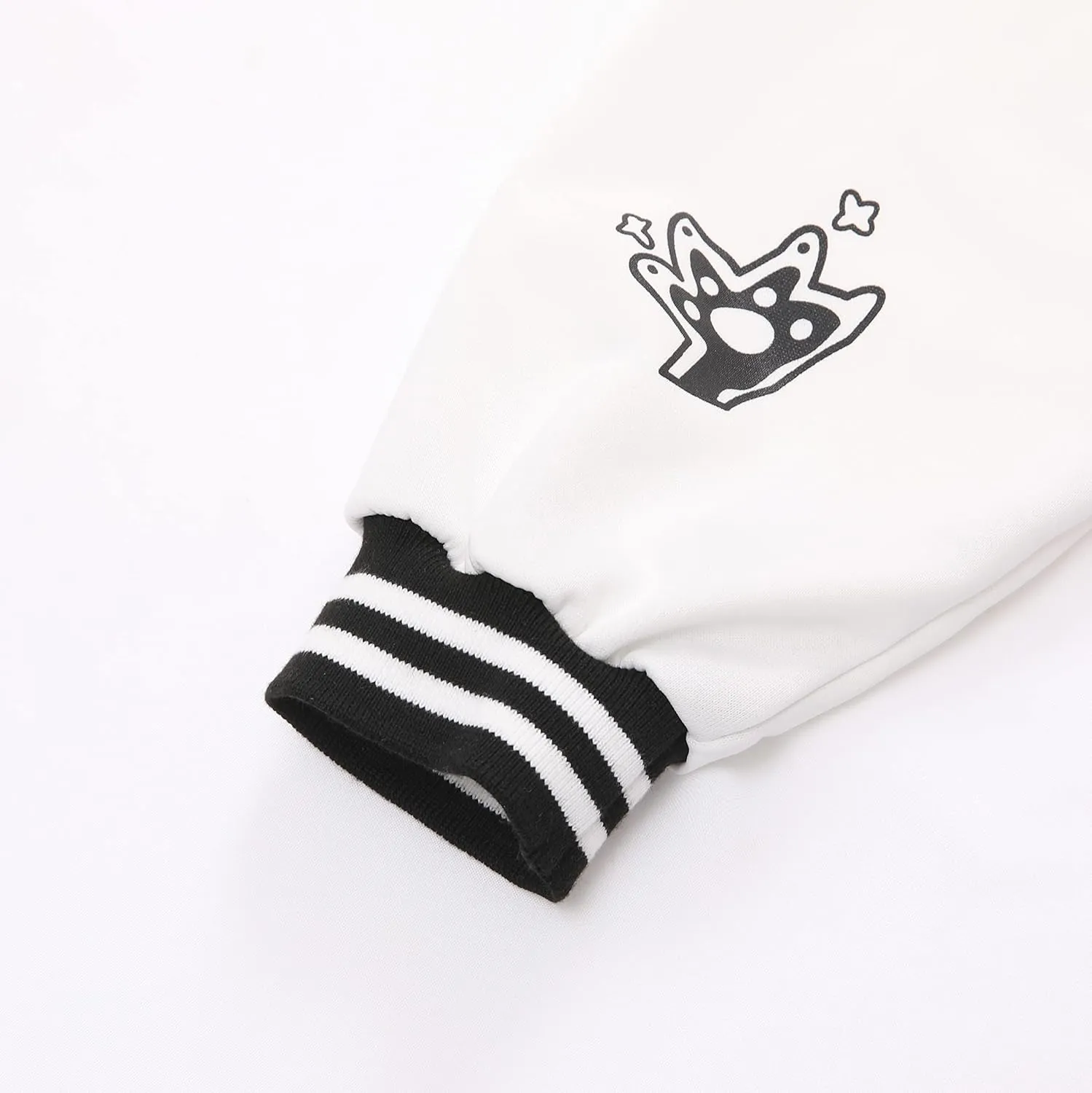 Varsity Jacket Women's Cute Cat Print Baseball Jacket Bomber Coat Button Down Casual Outwear