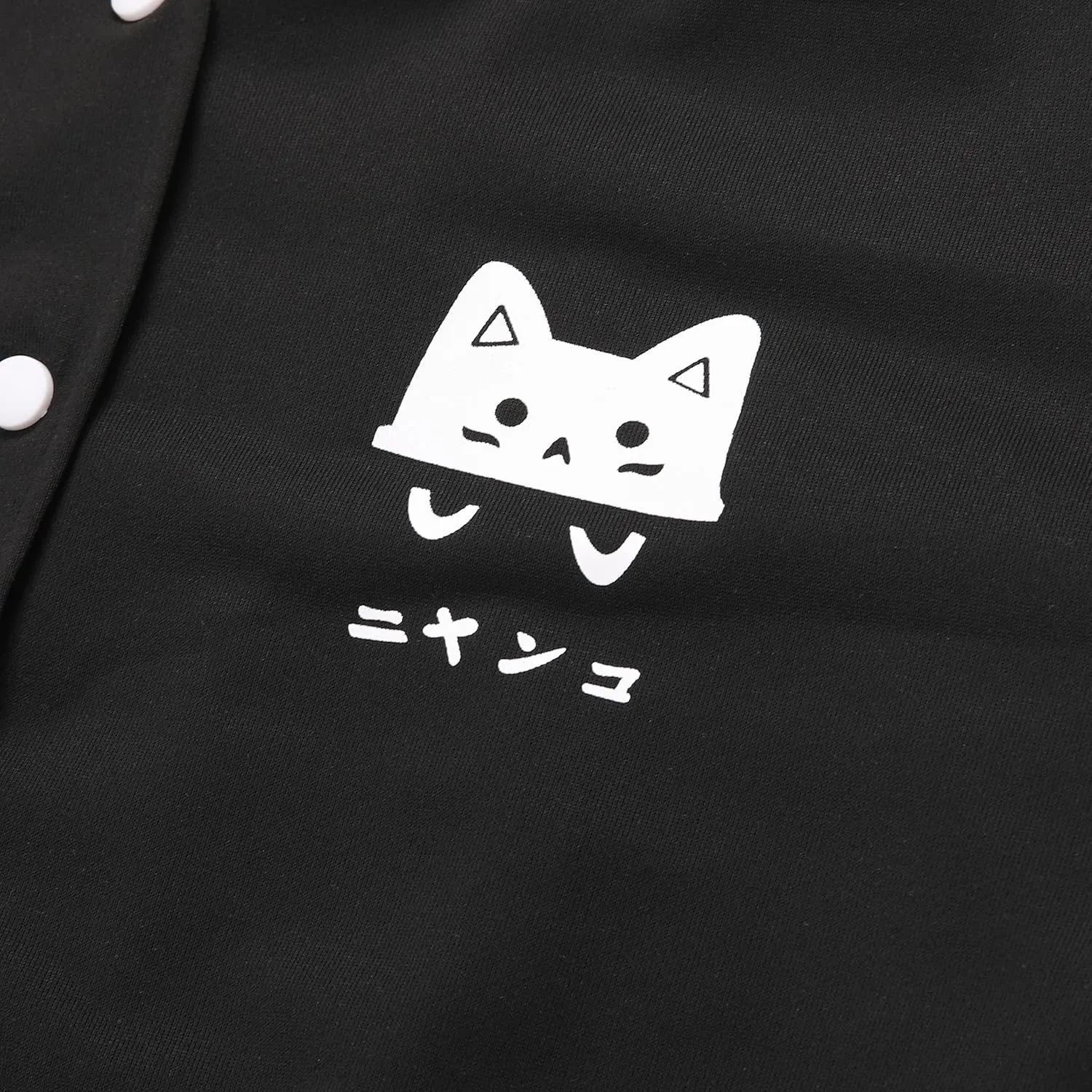 Varsity Jacket Women's Cute Cat Print Baseball Jacket Bomber Coat Button Down Casual Outwear