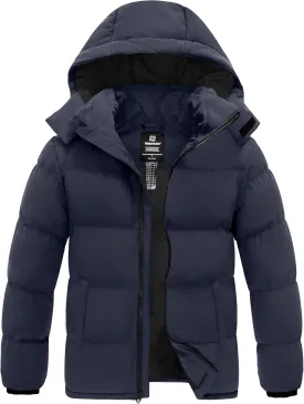 wantdo Men's Warm Puffer Jacket Thicken Waterproof Winter Coat with Detachable Hood