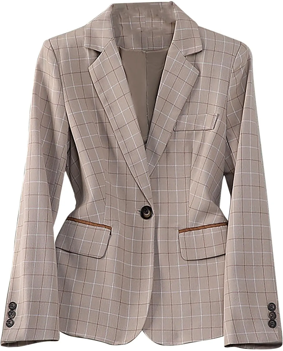 Women Plus Size Summer Fall Suit Blazer Single Button Full Length Lapel Collar Sleeve Business Work Wear Formal Jacket