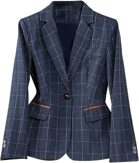 Women Plus Size Summer Fall Suit Blazer Single Button Full Length Lapel Collar Sleeve Business Work Wear Formal Jacket